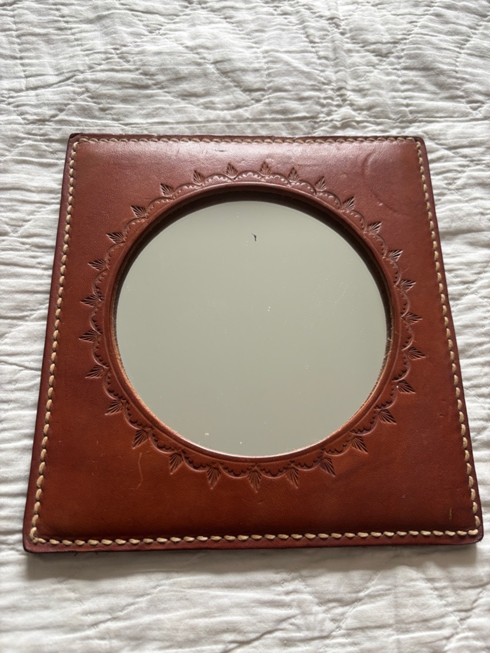 Vintage Leather Wrapped Mirror